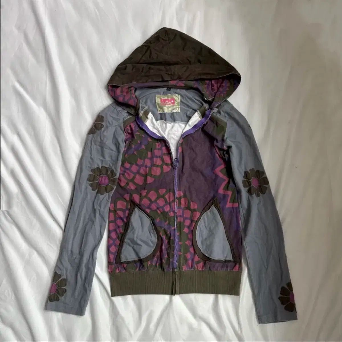 オリエンタル 日本人 グランジ ブルーアーカイブ ブルアカ パッチワーク バイ ポケット ジップアップ