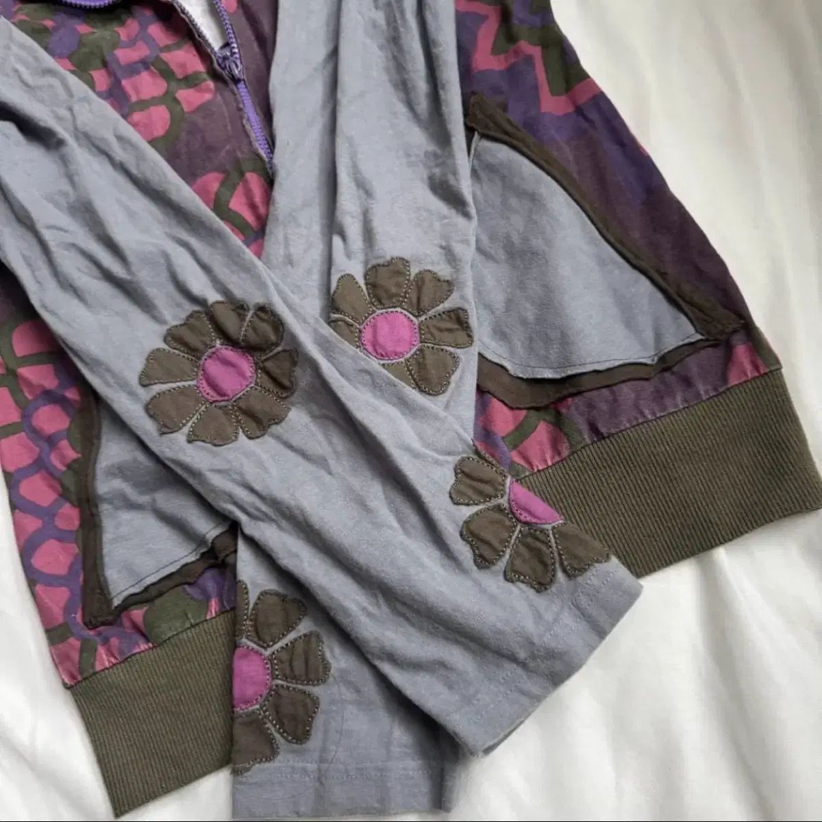 オリエンタル 日本人 グランジ ブルーアーカイブ ブルアカ パッチワーク バイ ポケット ジップアップ