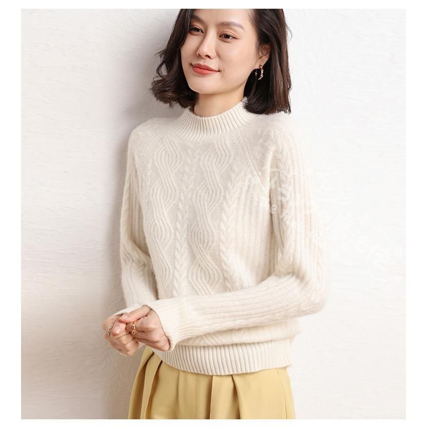カシミヤセーター カシミヤ ハイネックセーター ウールセーター レディース ハイネック ニット トップス プルオーバー 無地 シンプル ゆったり 長袖 秋冬 CCMYV1107P177