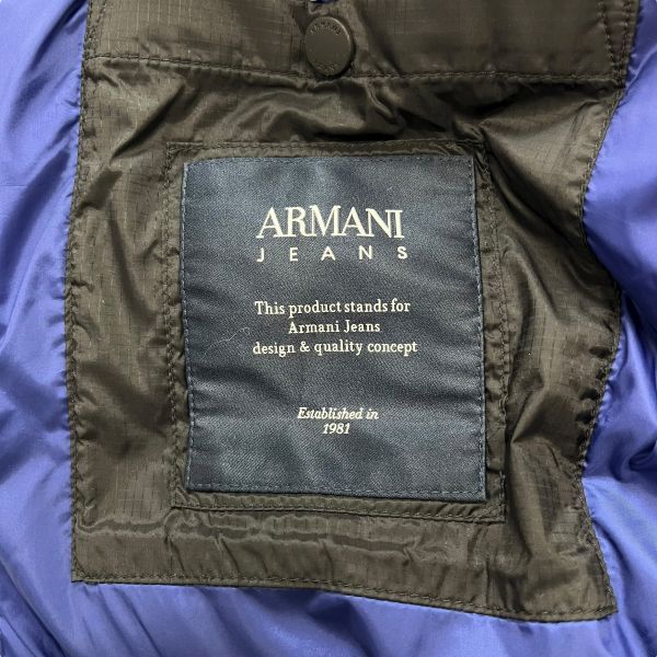 □ アルマーニジーンズ ARMANI JEANS ダウンジャケット バイカラー 黒