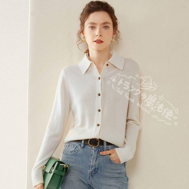 カシミヤ カーディガン カシミヤ セーター カシミヤ100％ ポロシャツ 長袖 カーディガン レディース ニット 洗える 7色 無地 ソフトな肌触り お洒落 シンプル CCMYV1107P180