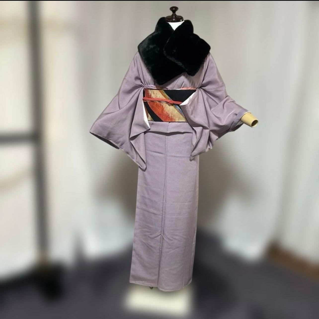 新品 美品 袷 正絹 鮫小紋 フルセット 155/66 正絹名古屋帯 / New