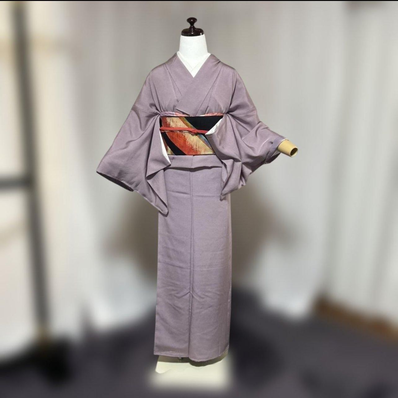 新品 美品 袷 正絹 鮫小紋 フルセット 155/66 正絹名古屋帯 / New