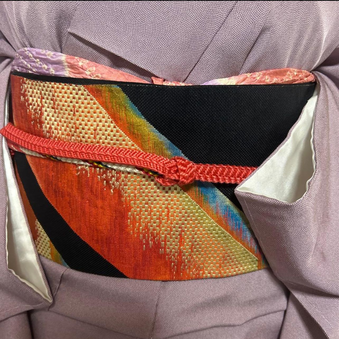 新品 美品 袷 正絹 鮫小紋 フルセット 155/66 正絹名古屋帯 / New