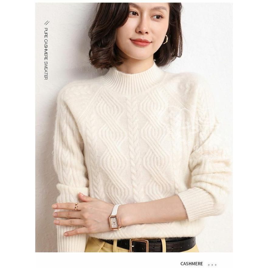 カシミヤセーター カシミヤ ハイネックセーター ウールセーター レディース ハイネック ニット トップス プルオーバー 無地 シンプル ゆったり 長袖 秋冬 CCMYV1107P175