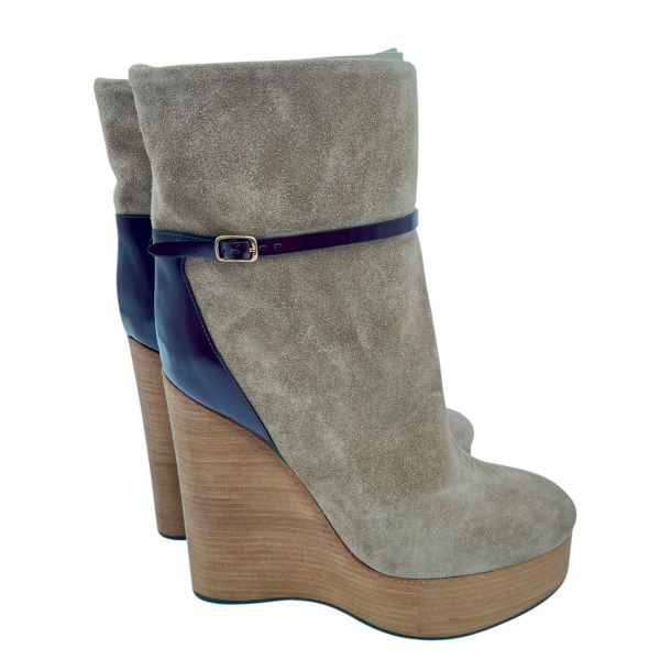 クロエ Chloe ブーツ ウェッジソール アンクル ベージュ スウェード 36 約23 cm前後 レディース S 5 X 144