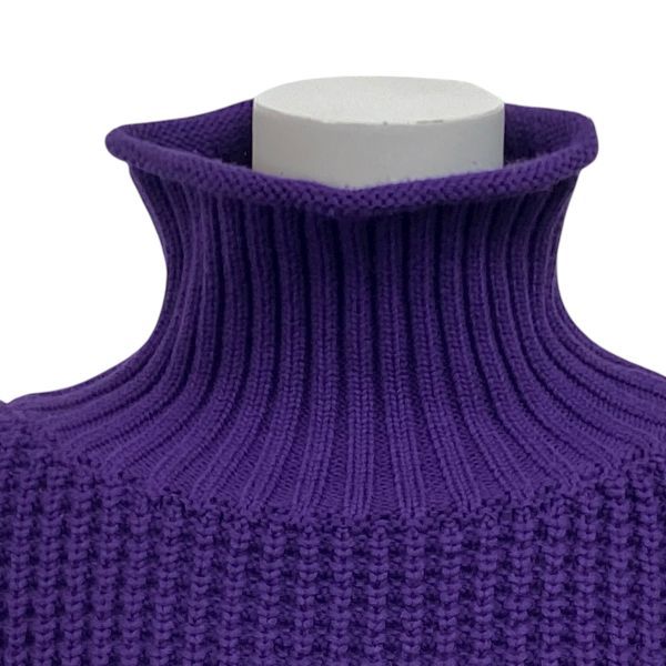 キャバン CABaN タートルネックプルオーバー セーター 長袖 ワッフル編み パープル コットン混 カシミア混 サイズF レディース S5X132
