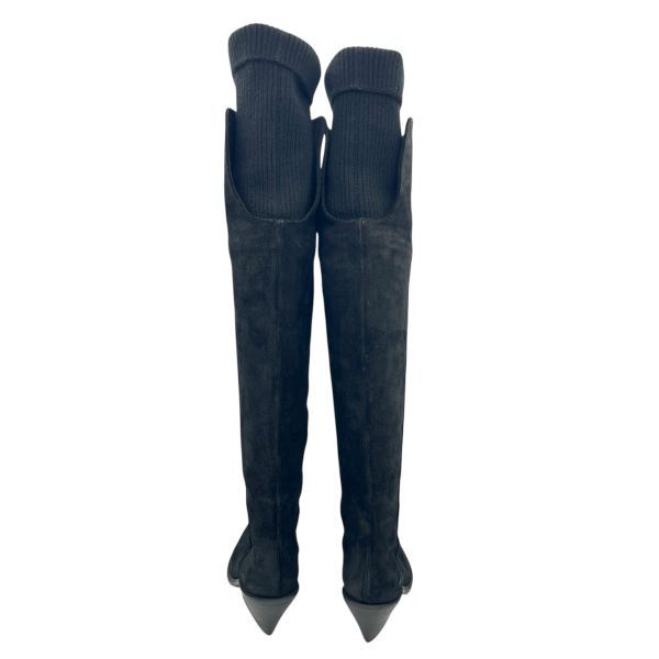 ジバンシー Givenchy ブーツ ニーハイ ロング ニット 黒 スウェード 36.1 2 約23.5 cm前後 レディース S 5 X 137