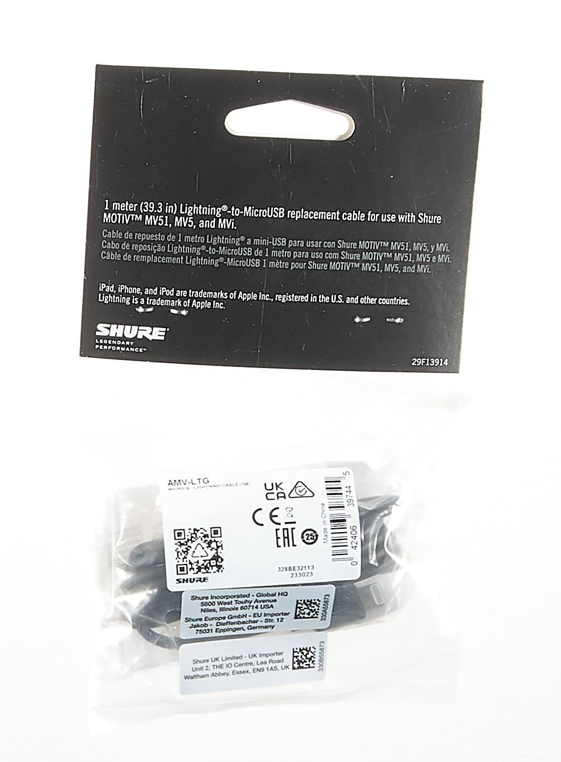 新品 SHURE MOTIVシリーズ用ライトニングケーブル 1m AMV-LTG 【国内正規品】