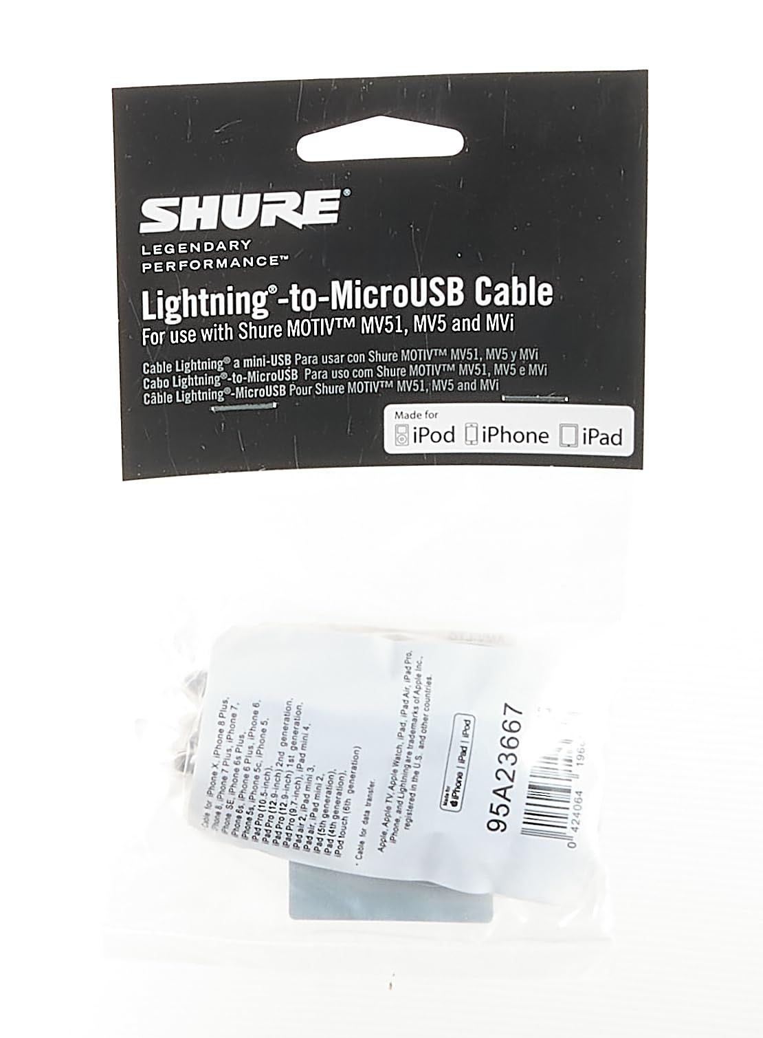 新品 SHURE MOTIVシリーズ用ライトニングケーブル 1m AMV-LTG 【国内正規品】