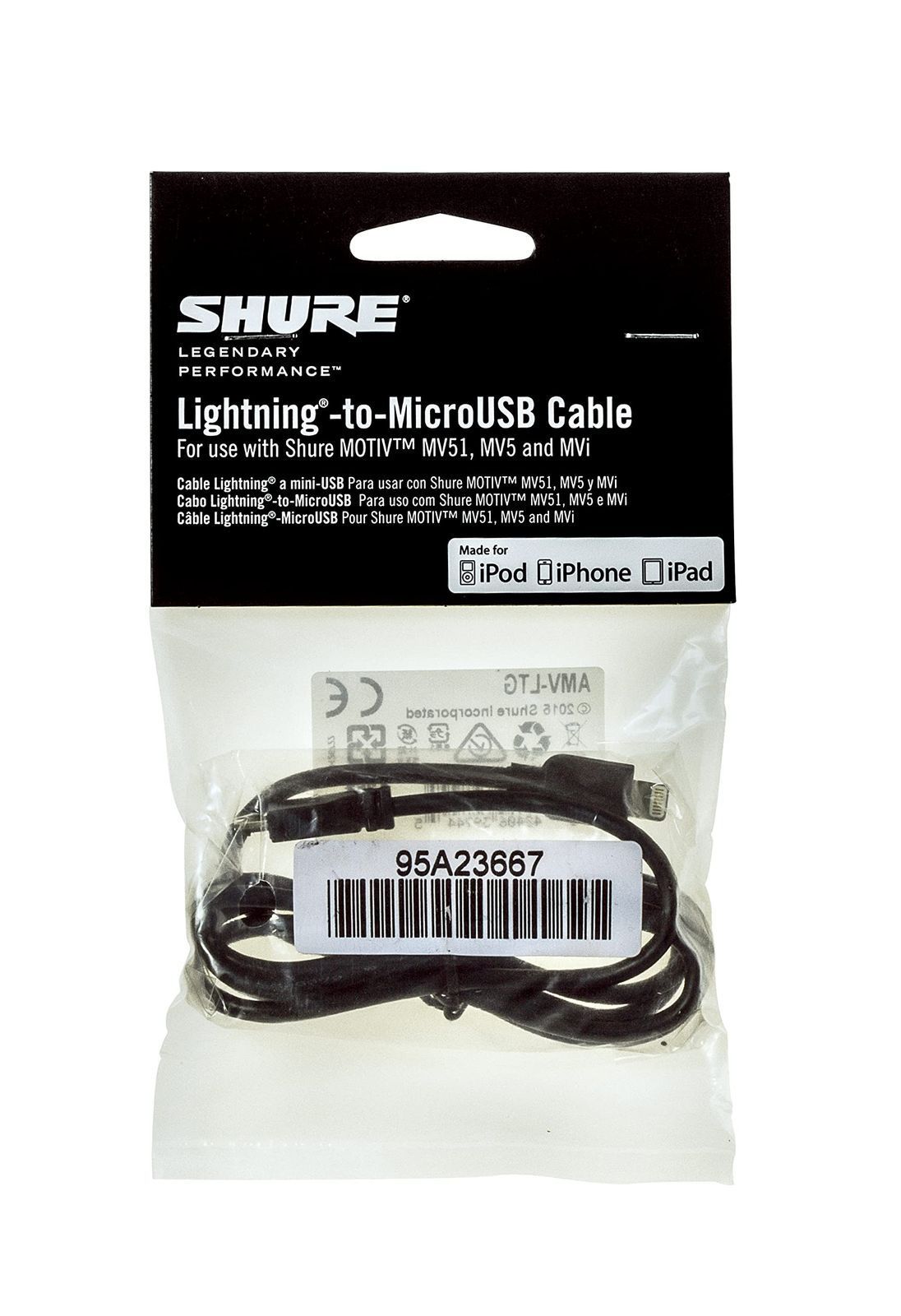 新品 SHURE MOTIVシリーズ用ライトニングケーブル 1m AMV-LTG 【国内正規品】