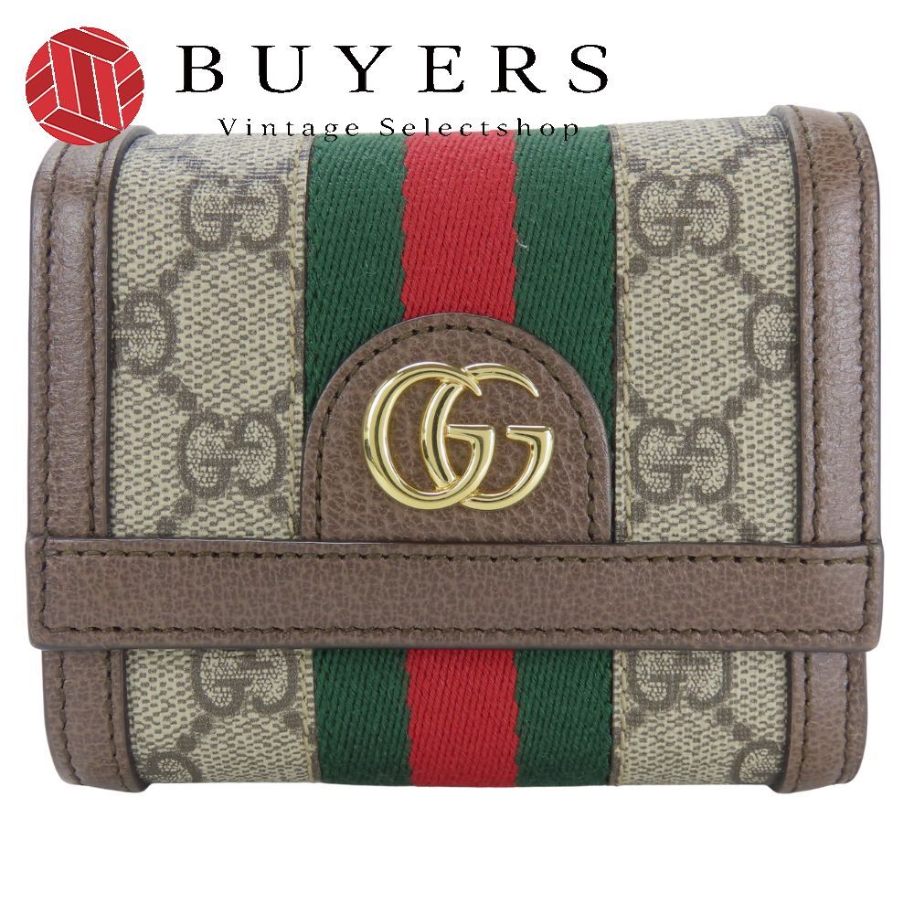 グッチ 三つ折り財布 523174 シェリーライン オフィディア レザー ブラウン 小物 レディース 女性 GUCCI