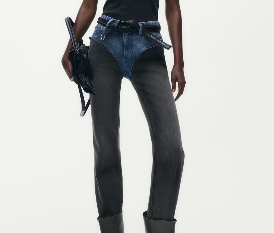 h-m グレンマーティン ツートン ストレート レッグ ジーンズ パンツ