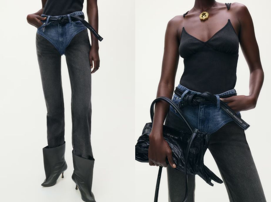  h-m グレンマーティン ツートン ストレート レッグ ジーンズ パンツ その他 デニム ジーンズ