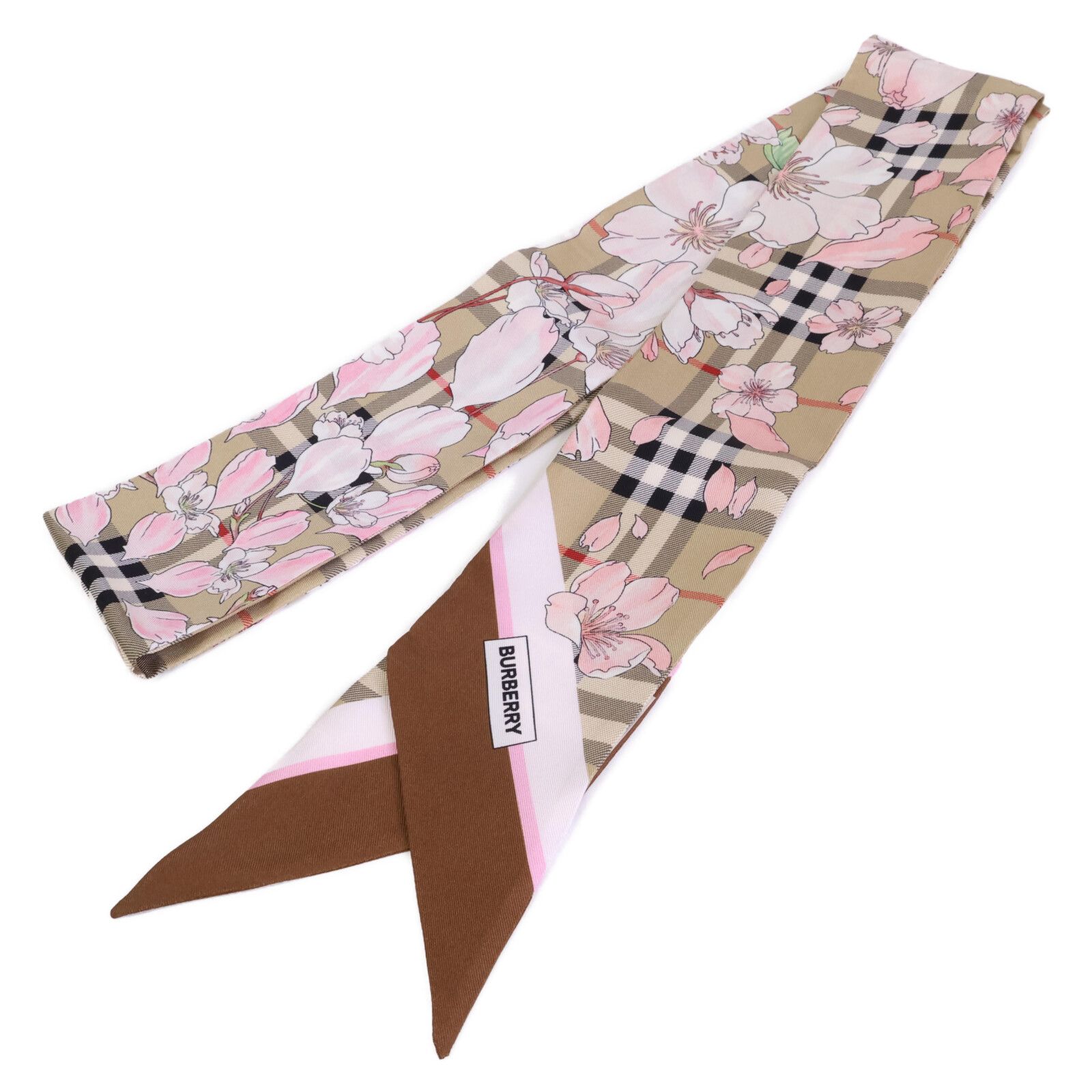 バーバリー 正規 8065212 チェック チェリーブロッサム ツイリー 180 x 8 cm