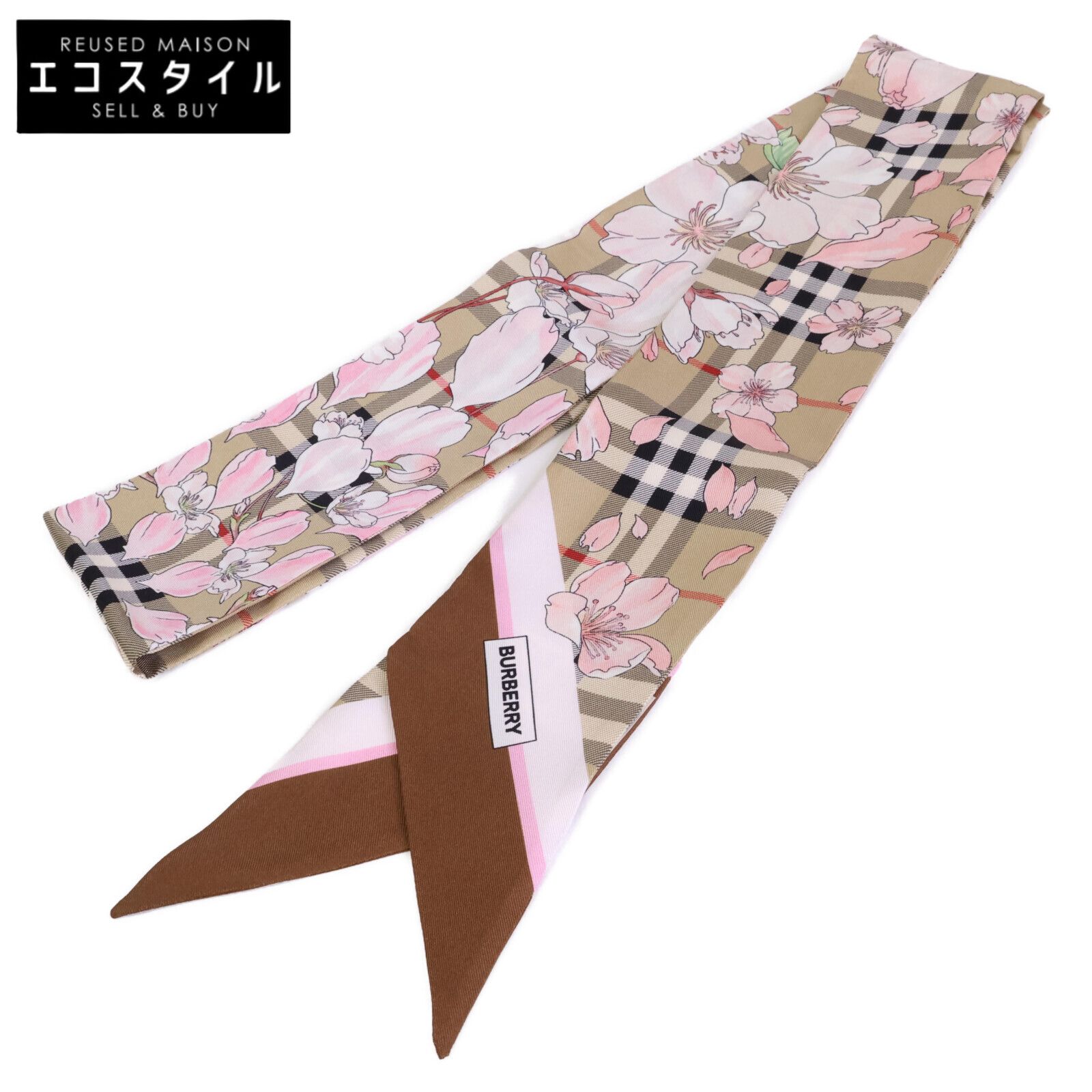 BURBERRY バーバリー 正規 8065212 チェック チェリーブロッサム ツイリー 180 x 8cm