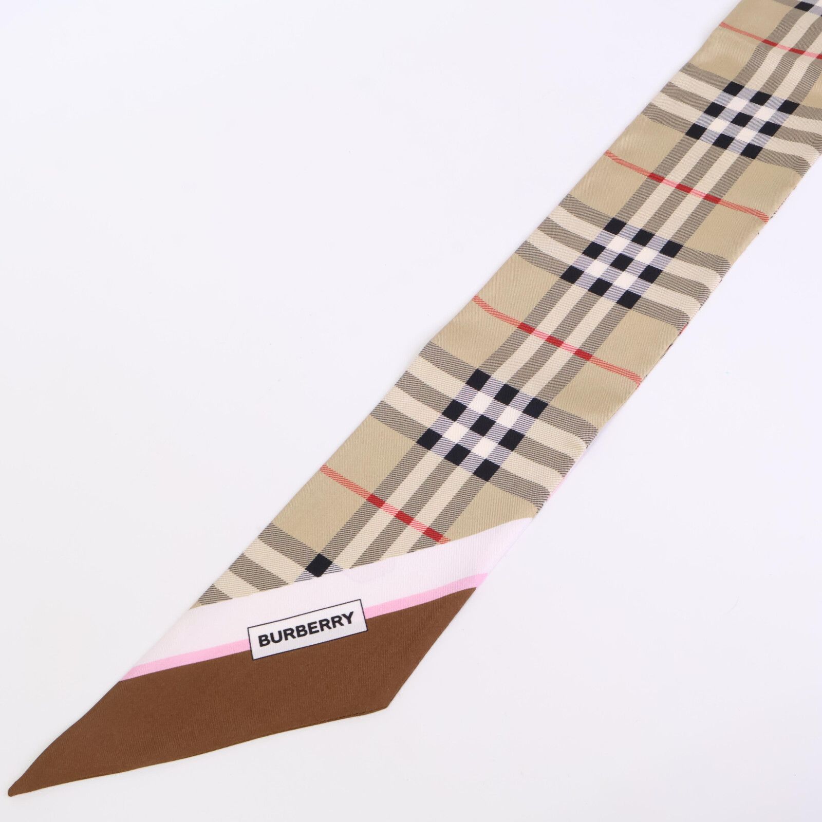  バーバリー 正規 8065212 チェック チェリーブロッサム ツイリー 180 x 8 cm バンダナ スカーフ 小物