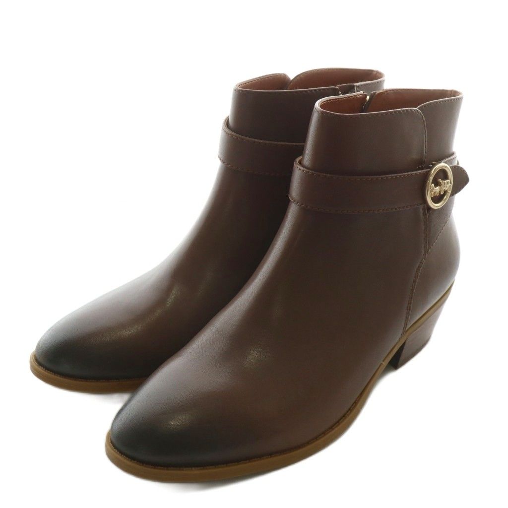 コーチ COACH DEBI LEATHER BOOTIE ショートブーツ レザー サイド