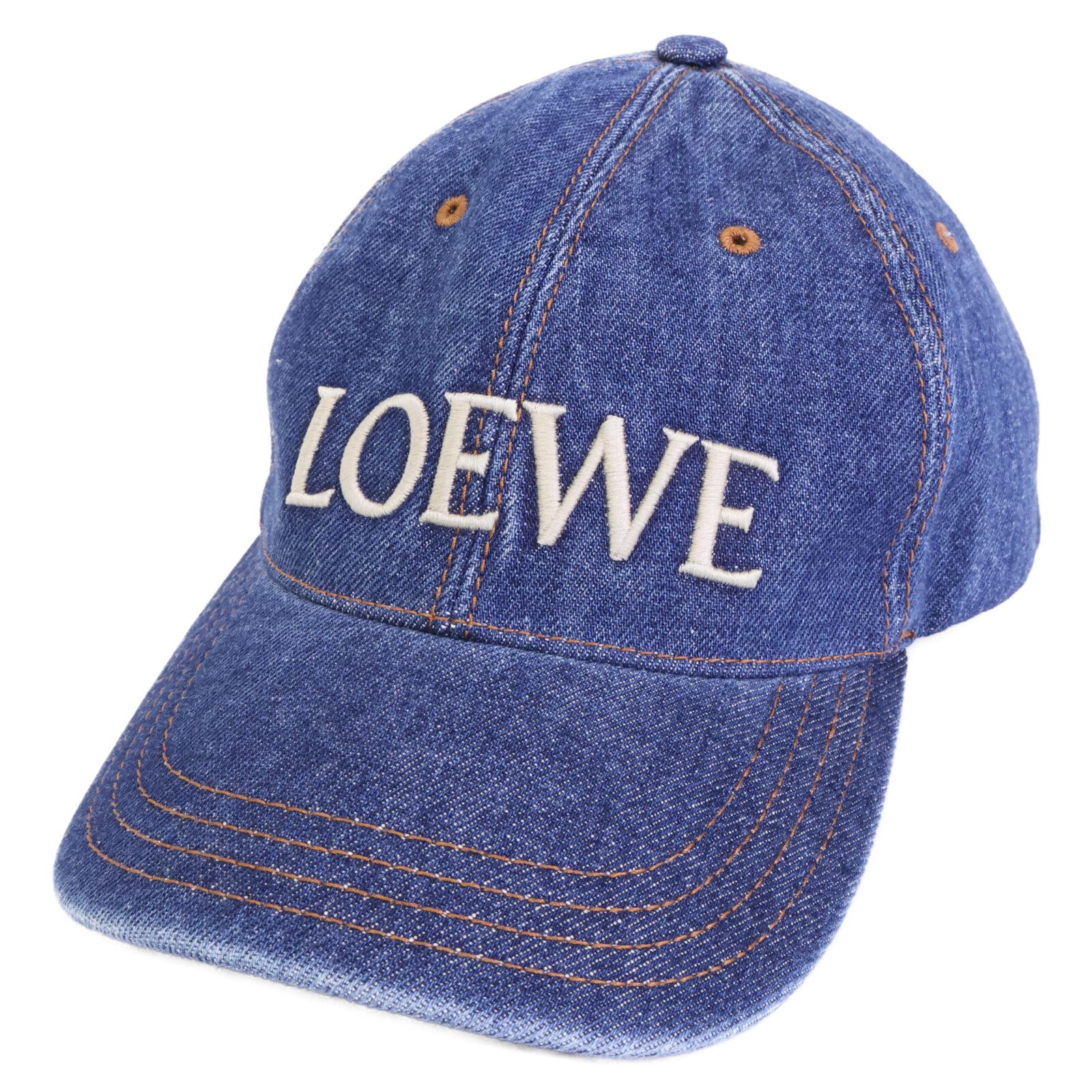 LOEWE ロエベ 正規 ロゴ刺繍 デニム キャップ S
