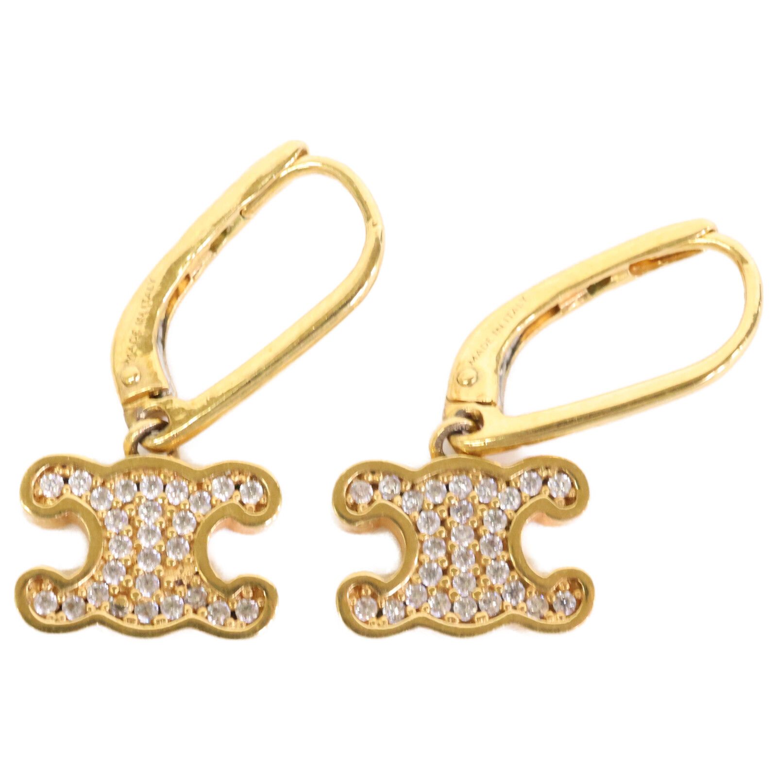 CELINE セリーヌ トリオンフ ラインストーン ピアス ゴールドフィニッシュ ブラス＆クリスタル