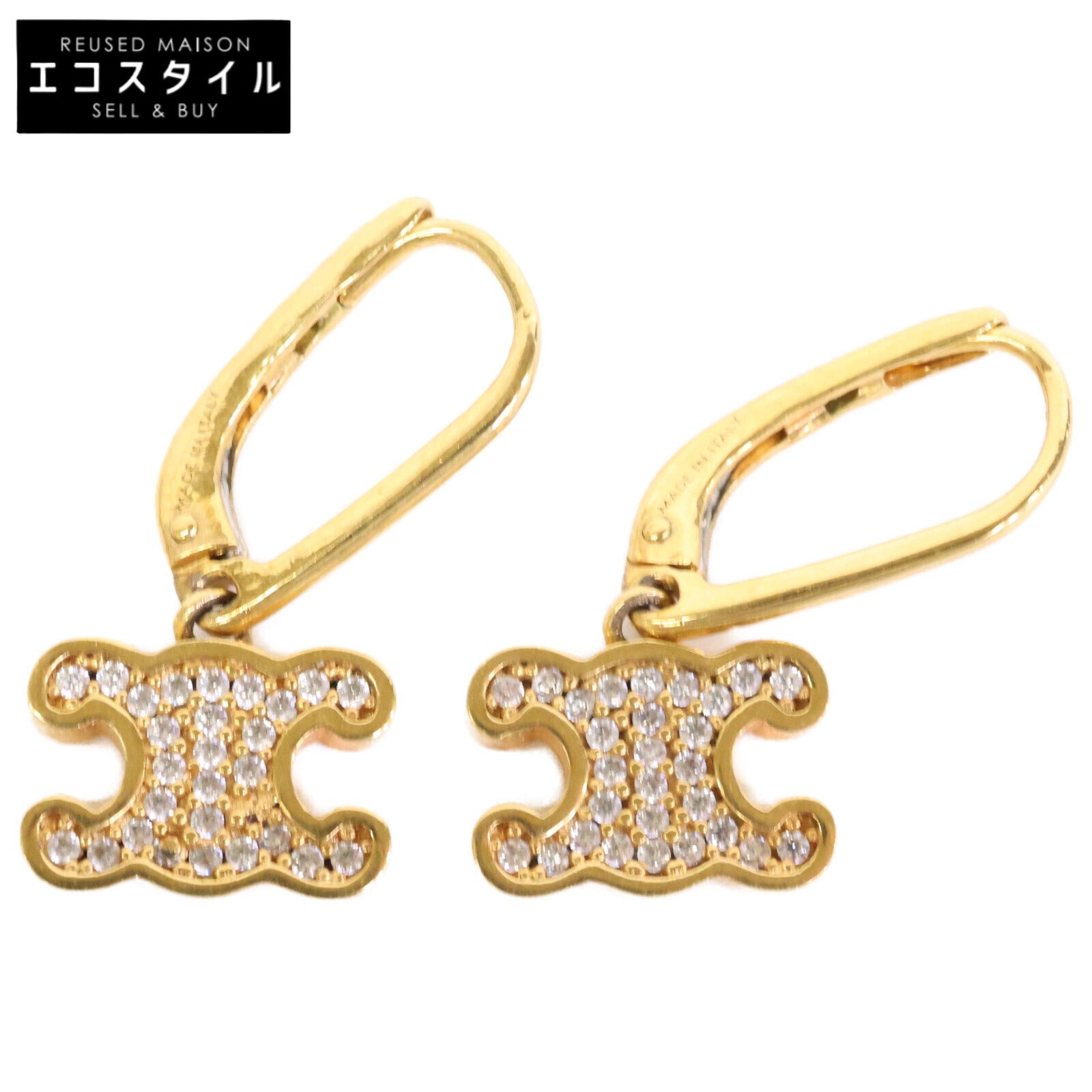 CELINE セリーヌ トリオンフ ラインストーン ピアス ゴールドフィニッシュ ブラス＆クリスタル