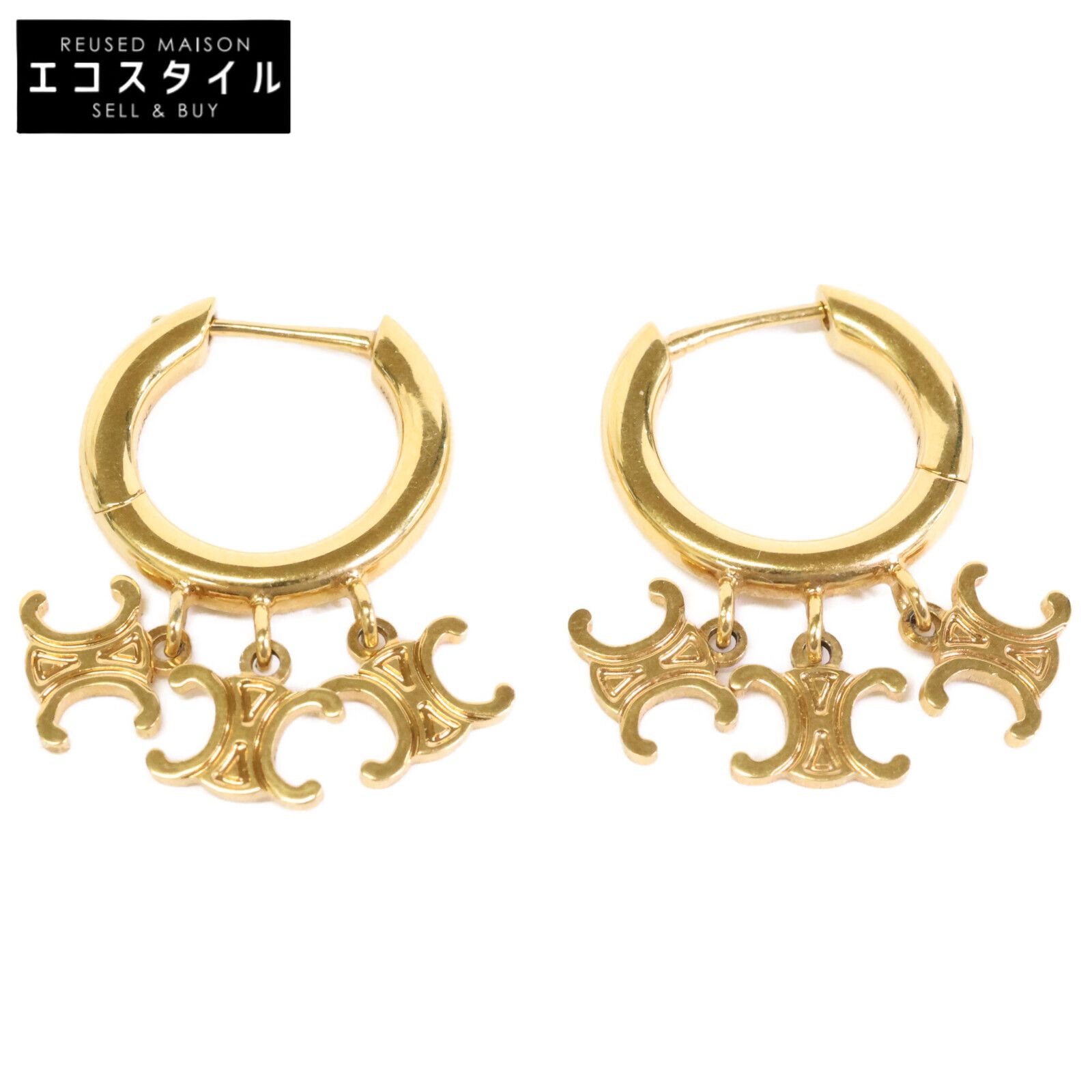 CELINE セリーヌ トリオンフ トリオ フープ ゴールドフィニッシュ ブラス