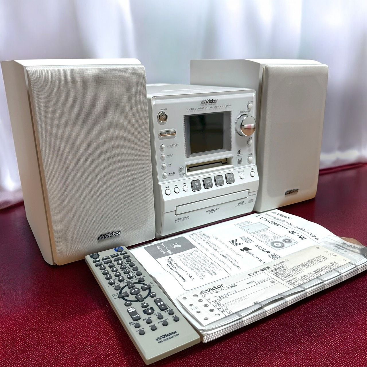 JVC KENWOOD ケンウッド Victor ビクター UX-GM77 W ホワイト マイクロコンポーネント MDメモリーシステム コンポ