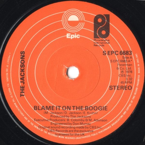 英7” Jacksons Blame It On The Boogie SEPC6683 Epic, Philadelphia I