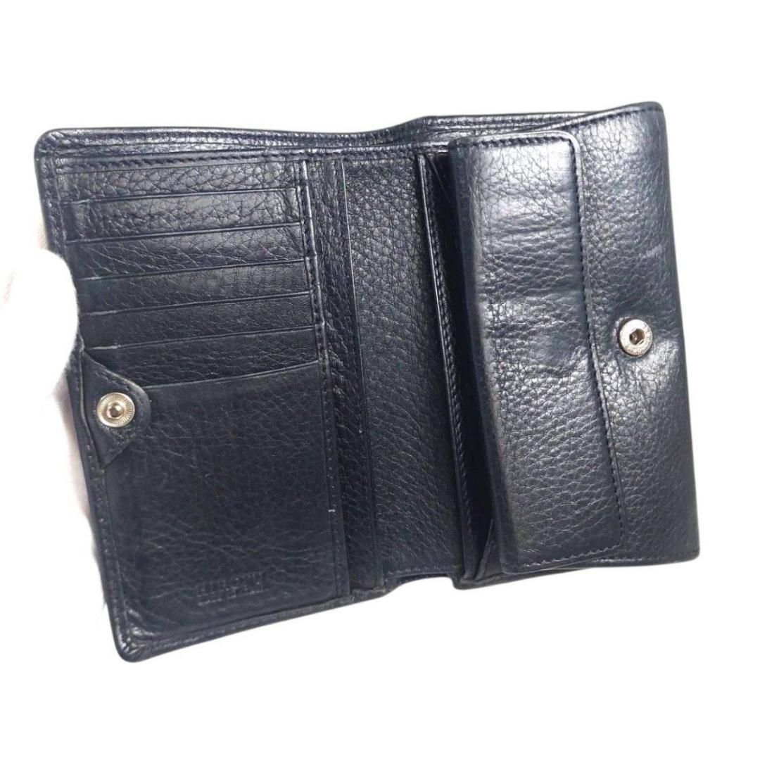 HIROFU ネイビーレザー 二つ折り財布 美品 HIROFU レザー 折り財布