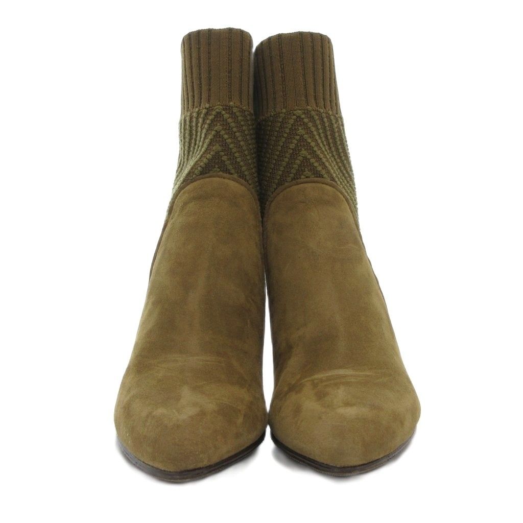 ランバン LANVIN コンビリブショートブーツ ハイヒール ロゴ スエード