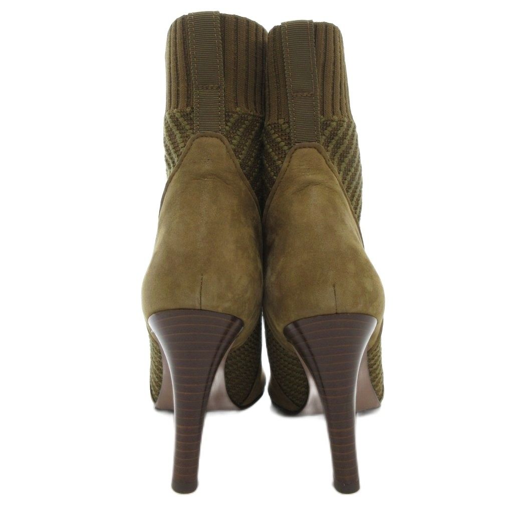 ランバン LANVIN コンビリブショートブーツ ハイヒール ロゴ スエード