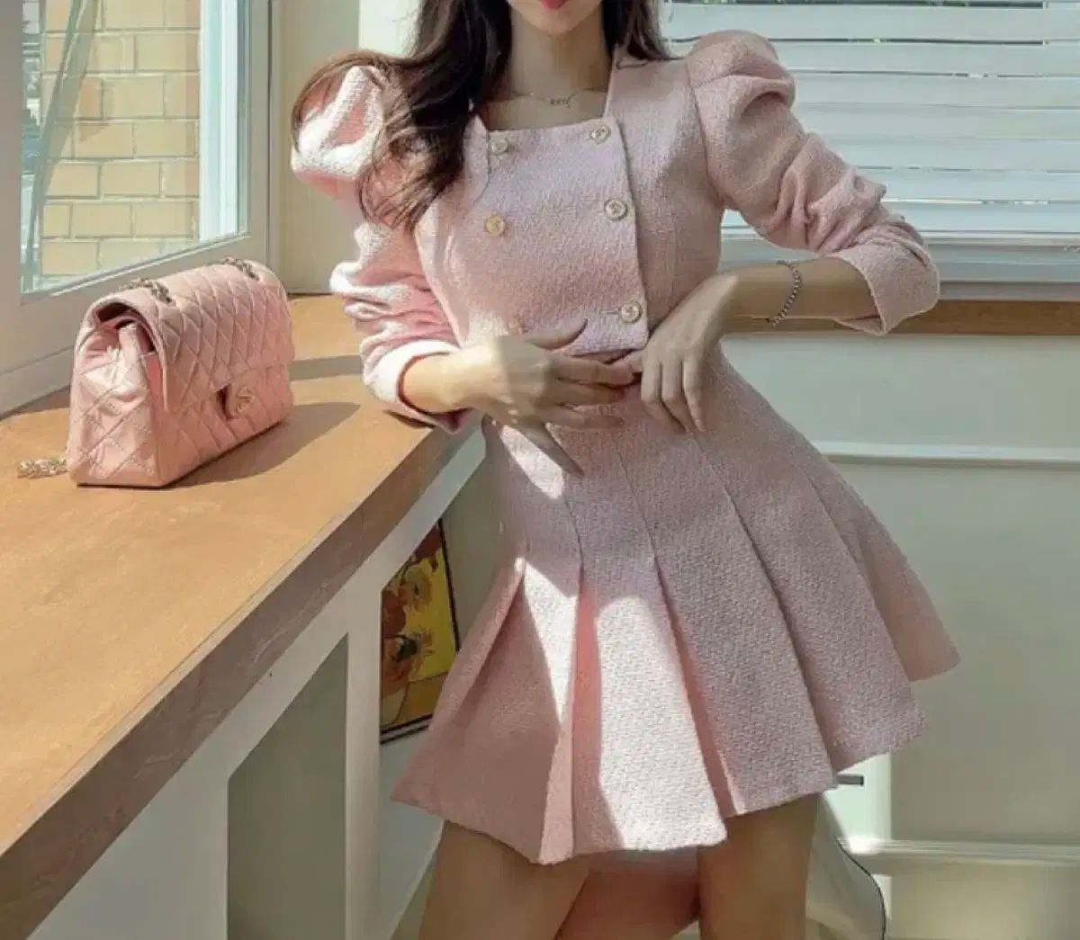 ピンク ツイード セットアップ ゴールドツイード ジョイビビ