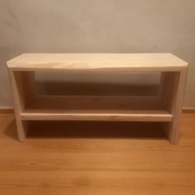 留め加工スツールベンチ 棚付きウッドベンチ