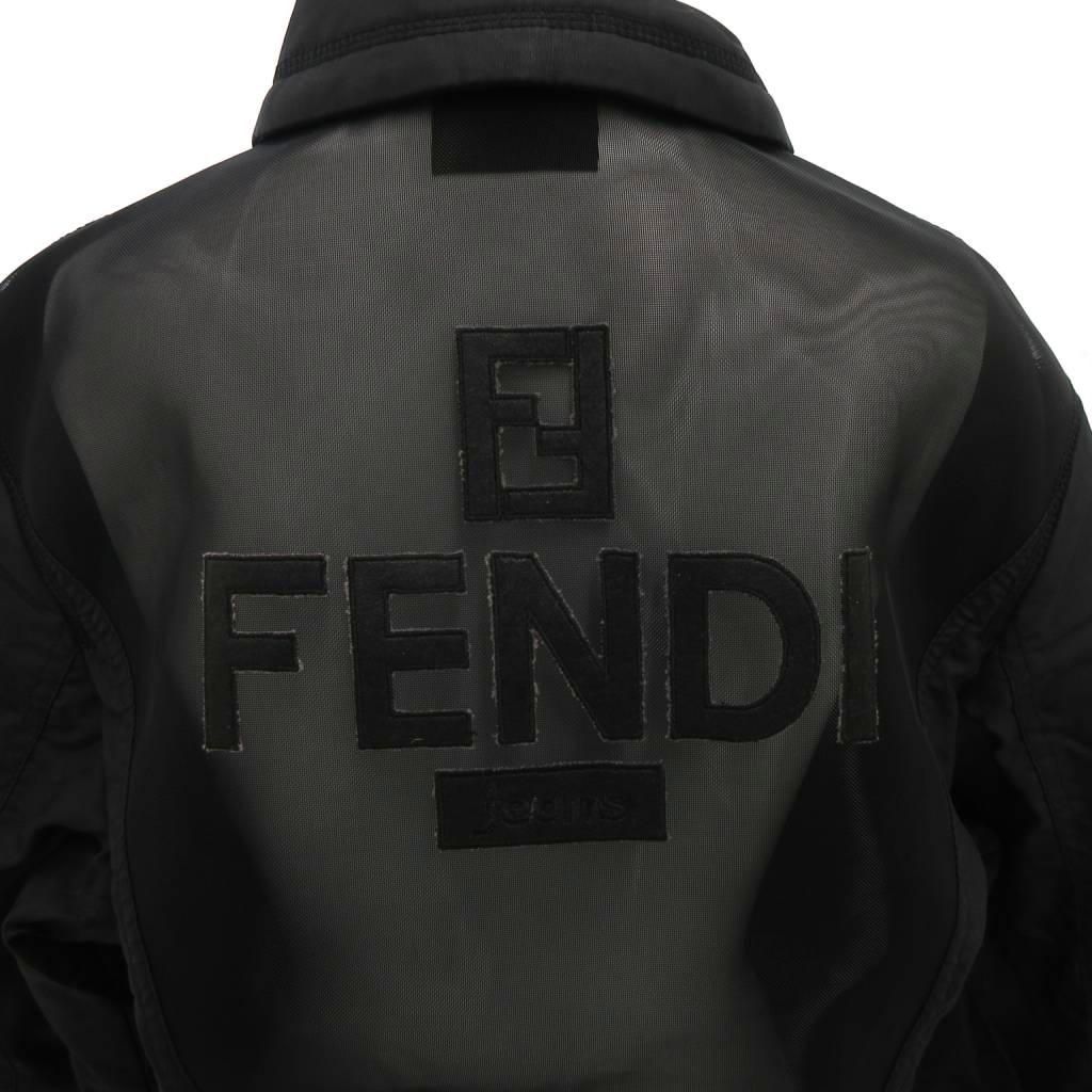 フェンディ FENDI jeans ジャケット ブルゾン 40 黒 ブラック メッシュ