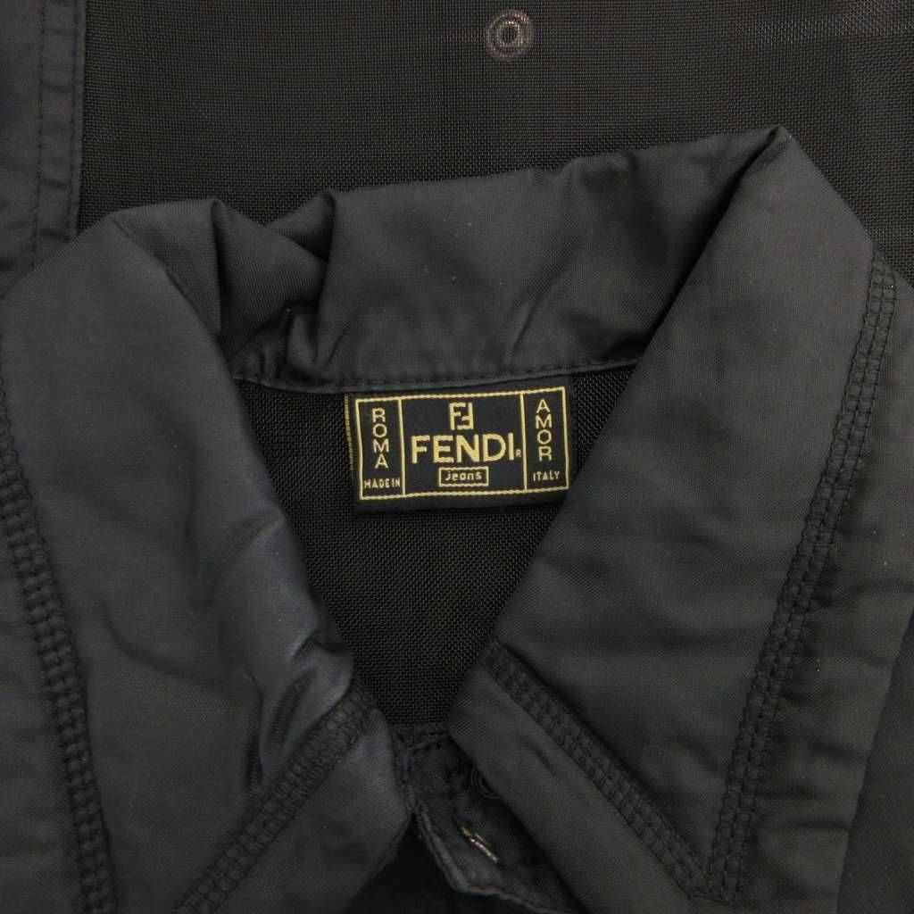 フェンディ FENDI jeans ジャケット ブルゾン 40 黒 ブラック メッシュ