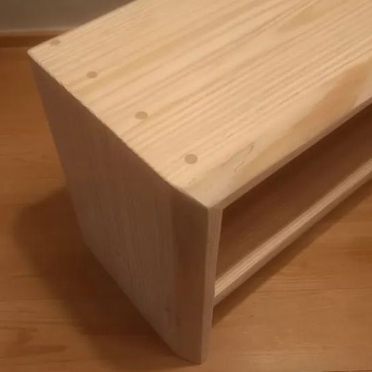 留め加工スツールベンチ 棚付きウッドベンチ