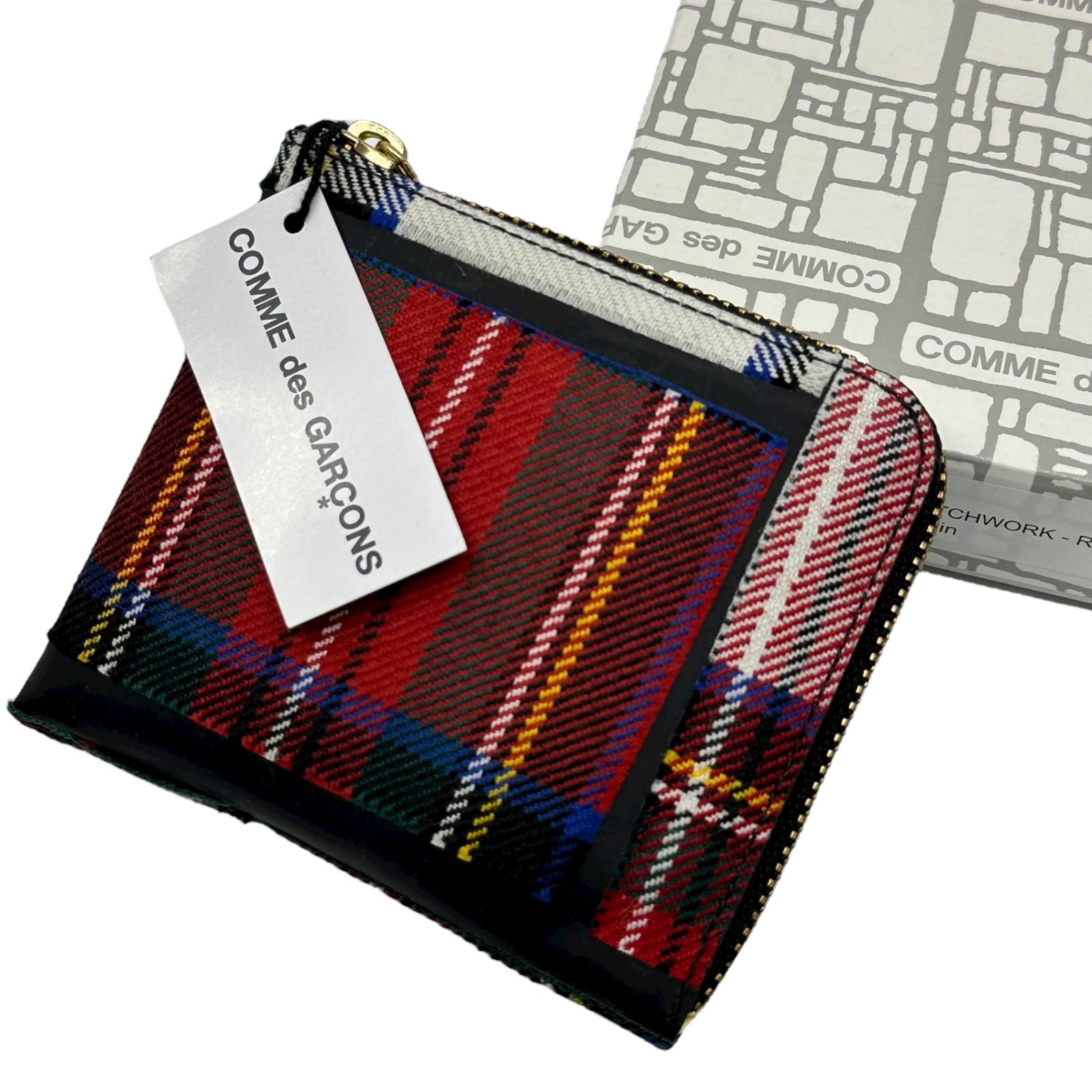 COMME des GARCONS コムデギャルソン TARTAN タータンチェック パッチワーク ジップ 財布 レッド グリーン