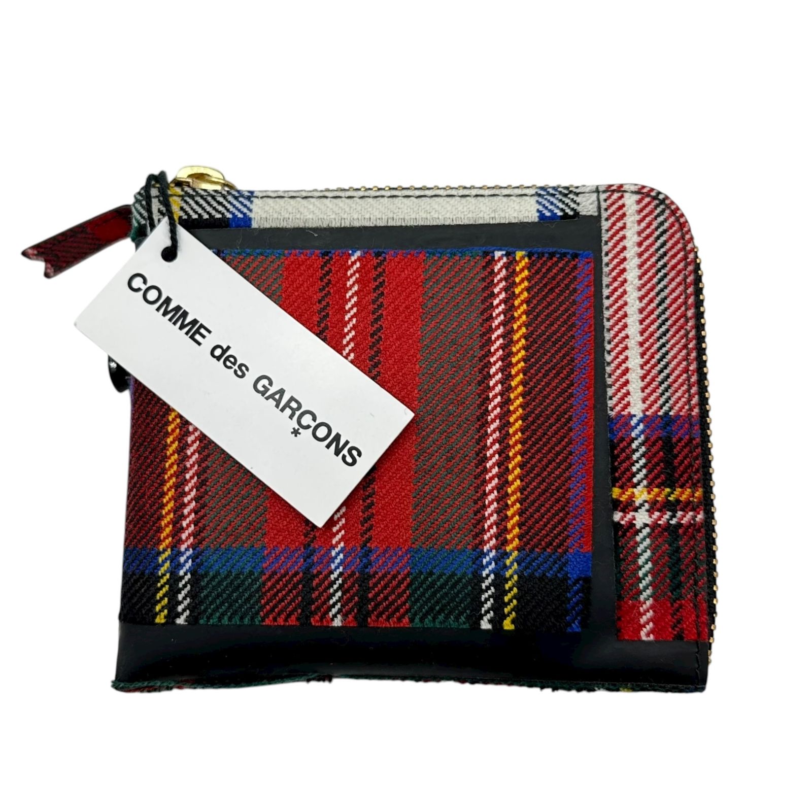 COMME des GARCONS コムデギャルソン TARTAN タータンチェック パッチワーク ジップ 財布 レッド×グリーン