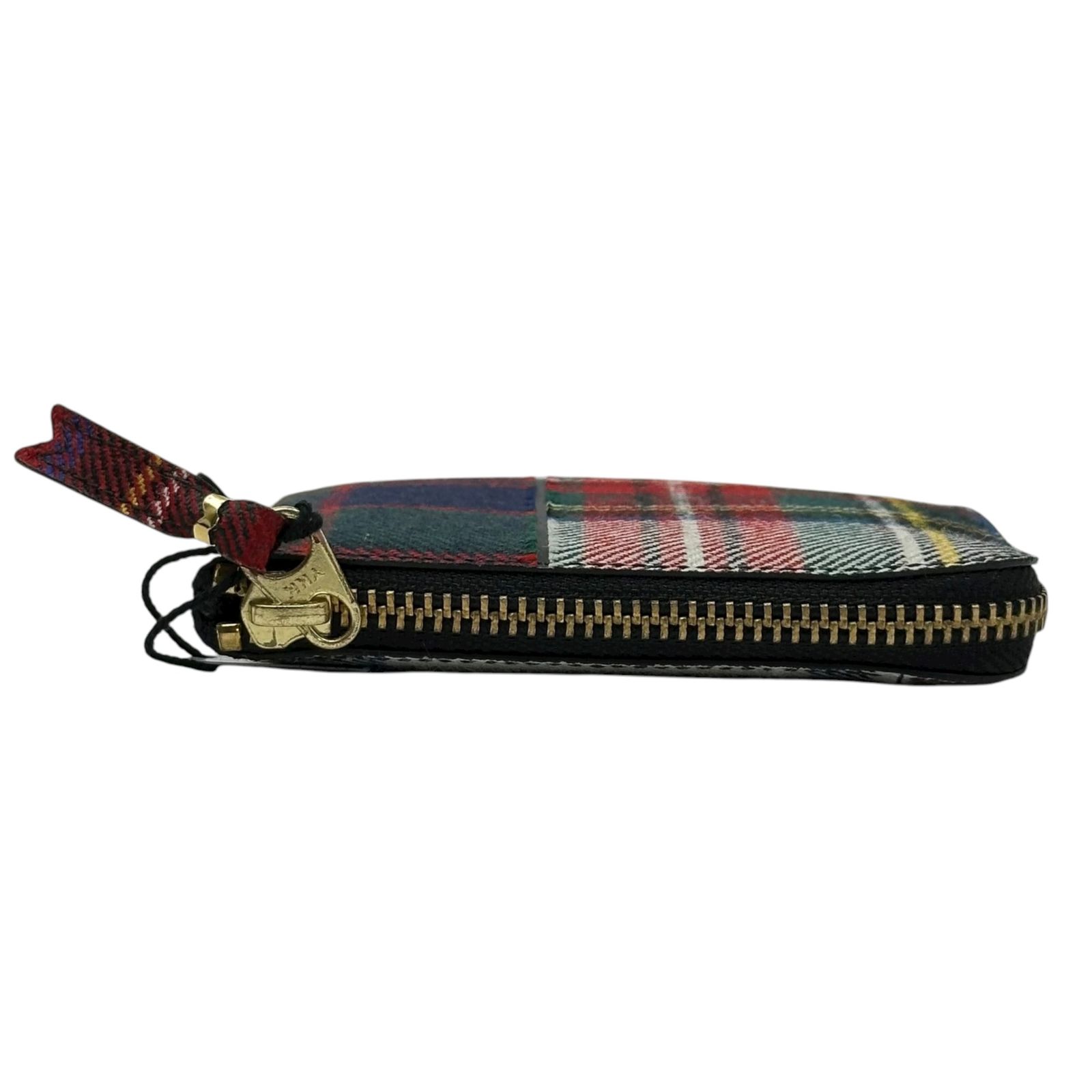  COMME des GARCONS コムデギャルソン TARTAN タータンチェック パッチワーク ジップ 財布 レッド×グリーン その他 折り財布
