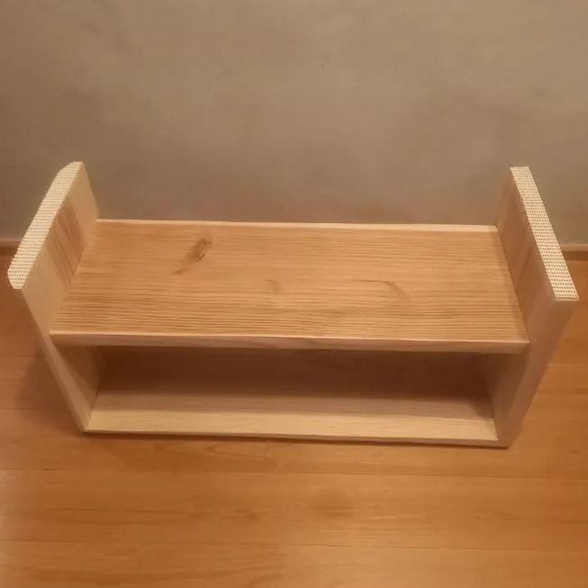  国産杉 留め加工スツールベンチ 棚付きウッドベンチ ナチュラル ディスプレイ台 椅子(チェア) スツール 家具