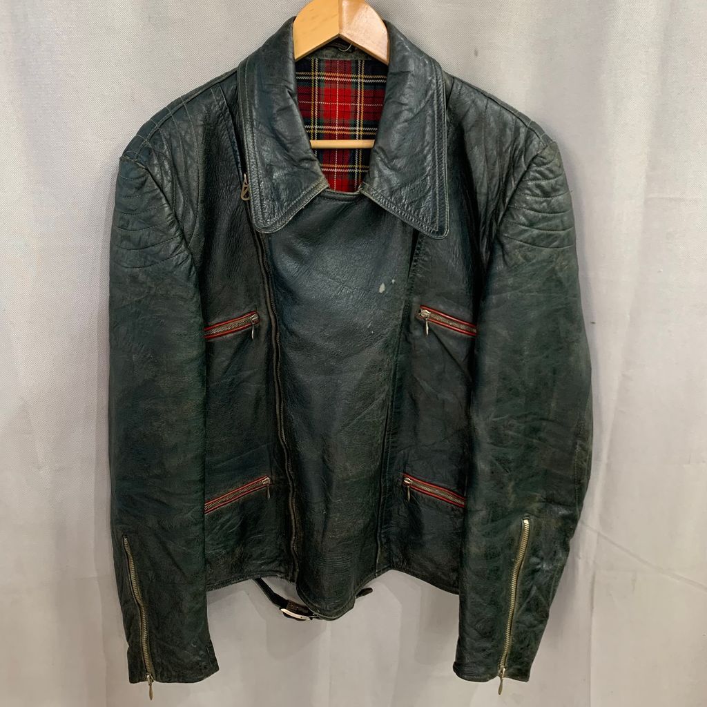 ユーロ ビンテージ German ドイツ Berlin ベルリン ダブル ライダース レザー ジャケット No.I480