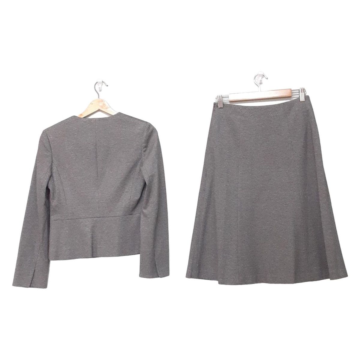 AMACA アマカ スカートスーツ レディース - グレー×ライトグレー×白