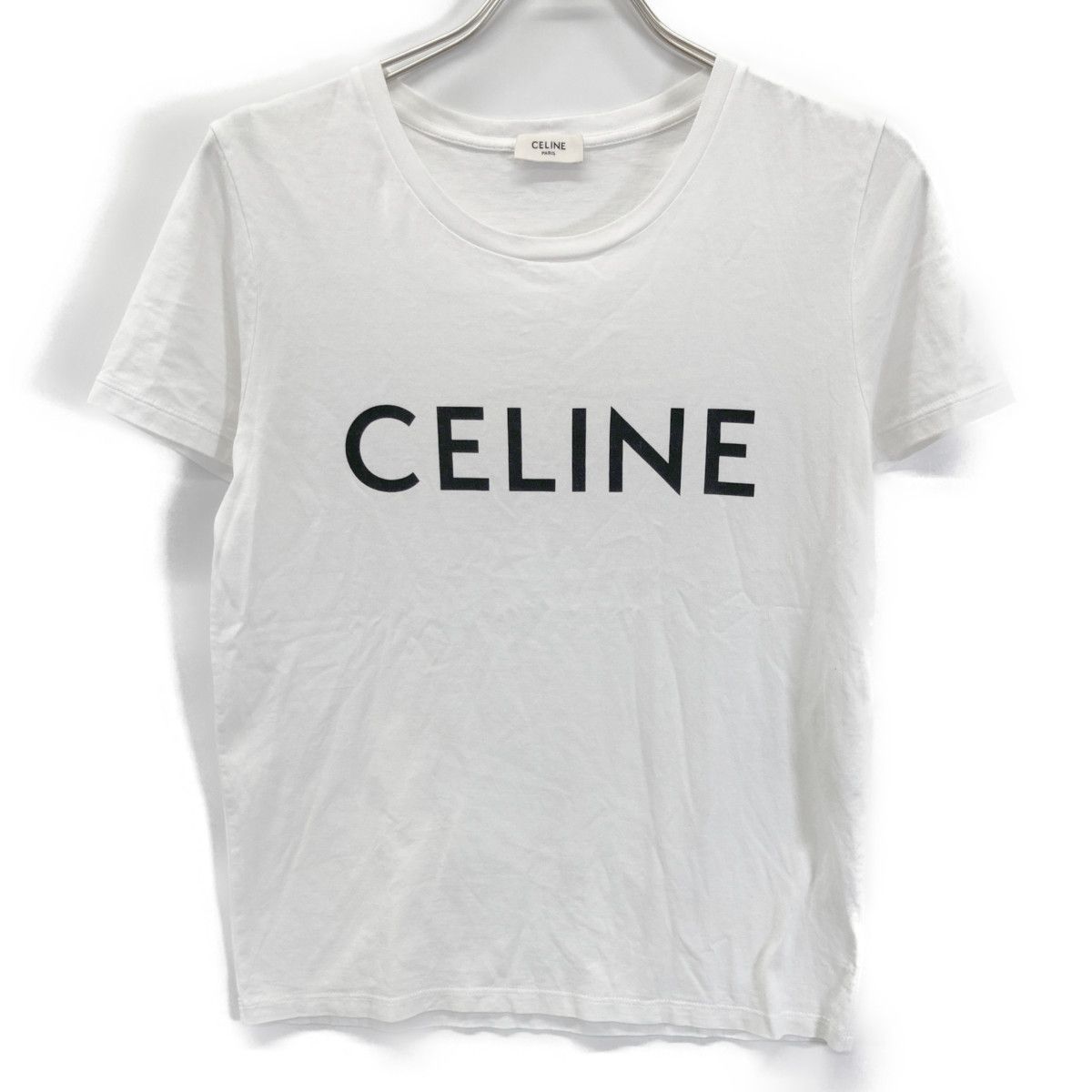 CELINE セリーヌ ﾎﾜｲﾄ ｺｯﾄﾝ ﾛｺﾞﾌﾟﾘﾝﾄ Tｼｬﾂ Ｓ
