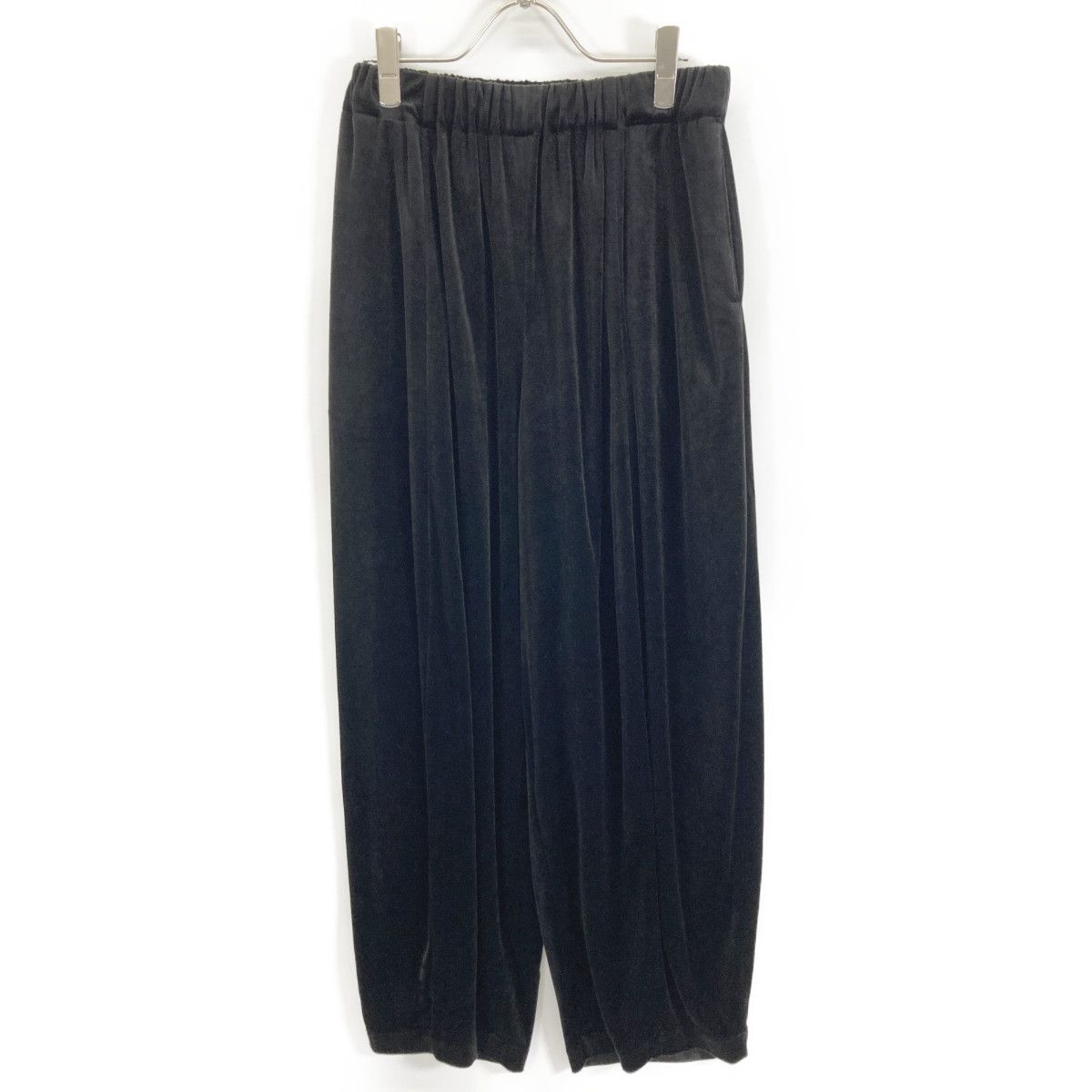 カレンソロジー Curensology CL405111ER ブラック トリアセテート ドローストリング ベルベットイージーワイドパンツ F