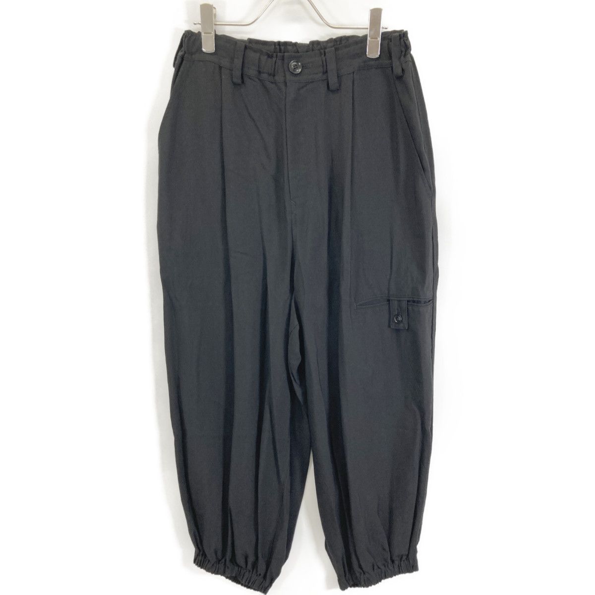 Y s ワイズ YS-P22-205 24SS ブラック RAYON CUPRO ELEASTIC BAND HEM PANTS エラスティック バンドヘムパンツ 1