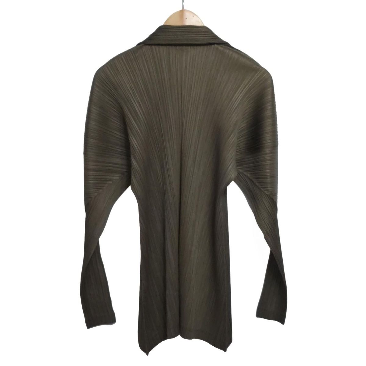 PLEATS PLEASE プリーツプリーズ カーディガン サイズ4 XL レディース - PP33-JD421 カーキ 長袖 プリーツ 変形デザイン