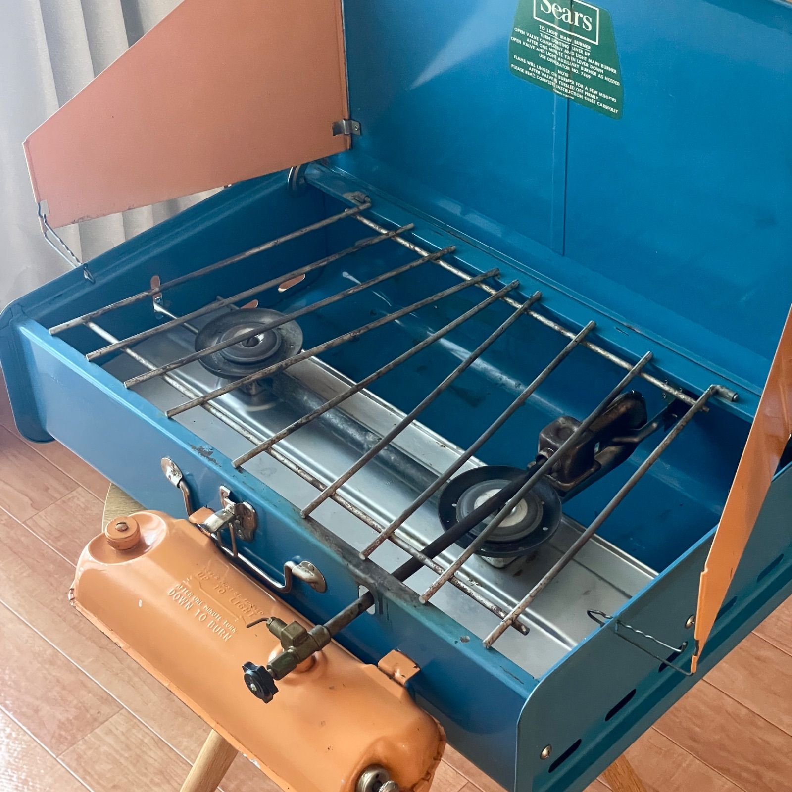 SEARS ROEBUCK Model 476.74970 シアーズ ツーバーナー ストーブ ブルー アウトドア キャンプ ダブルバーナー