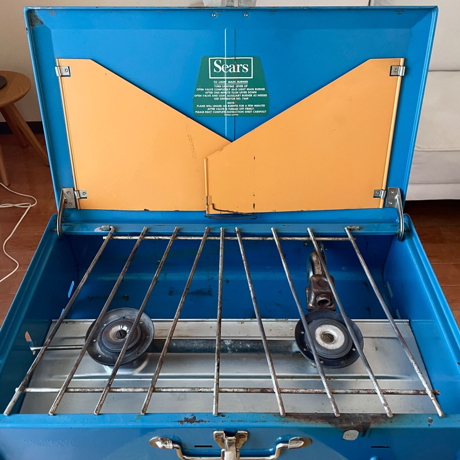 SEARS ROEBUCK Model 476.74970 シアーズ ツーバーナー ストーブ ブルー アウトドア キャンプ ダブルバーナー OLIVEOS_COM_TR