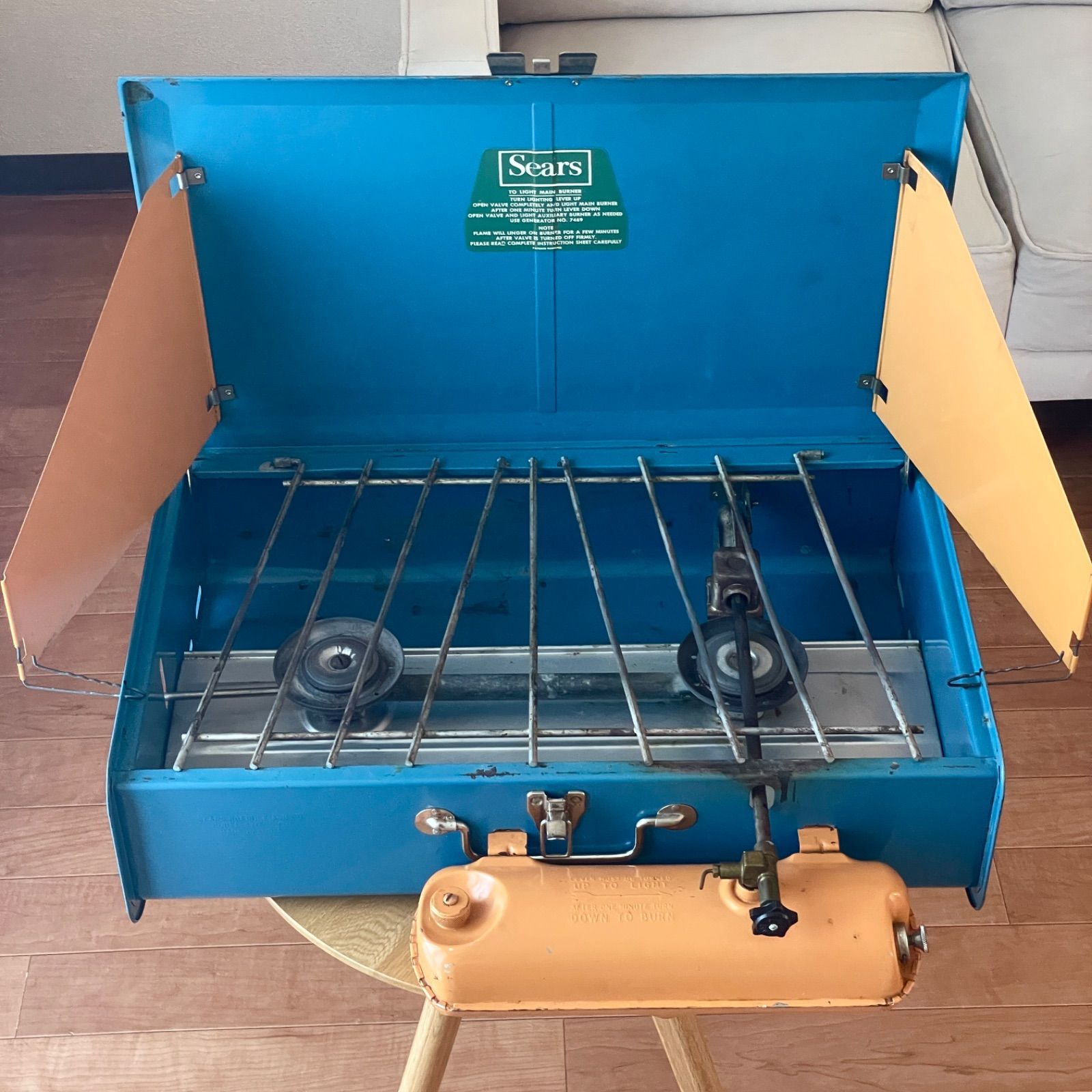 SEARS ROEBUCK Model 476.74970 シアーズ ツーバーナー ストーブ ブルー アウトドア キャンプ ダブルバーナー