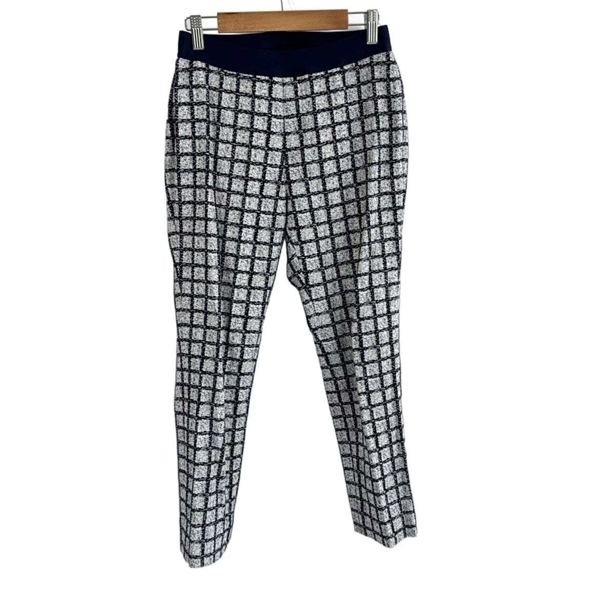 M Fil エムフィル パンツ サイズ38 M レディース - 白×ダークネイビー フルレングス チェック柄